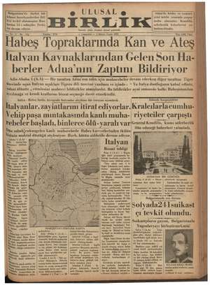 Ulusal Birlik (İzmir) Gazetesi 5 Ekim 1935 kapağı