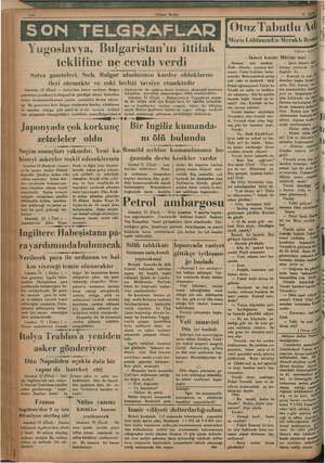    Yugoslavya, Bulgaristan'ın ittifak teklifine ne cevab verdi Sofya gazeteleri, Sırb, Bulgar uluslarının kardeş olduklarını