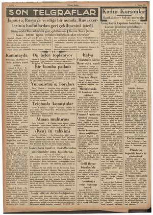  e Sahife . — << Za) Ulusal Bir) : Japonya; Ri velidiği bir yağan, Rus asker- lerinin hudutlardan geri çekilmesini istedi...