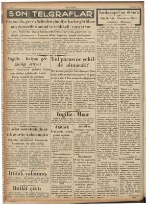  ge n olm. yükse na ii ini haleldar edecek bir cereyan aldığını Girmek an Sahife 4 LDL KYN ransa'da, grev yüzünden şimdiye...