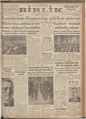  # g © İ | İ t a ii ÖKTEM (AMDI NÜZHET İzmirde çıkar, akşamcı siyasal — Cumartesi — 28 Teşrinisani 1936 Milisler bazı, mühim
