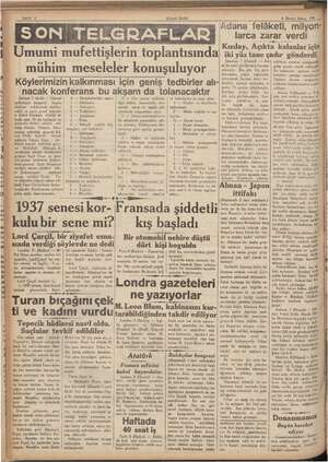       (Ulusal Birlik) Umumi mufettişlerin toplantısında mühim meseleler konuşuluyor Köylerimizin kalkınması için geniş...