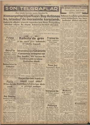  e em Sahife 4 (Ulusal Birlik) ii devlet İarlbö nazırı lal 'da İRomanyaHaritiyeNaziri Bay Antones ko, Istanbul'da merasimle