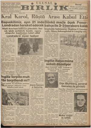Ulusal Birlik (İzmir) Gazetesi 17 Mayıs 1937 kapağı