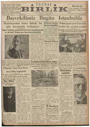Ulusal Birlik (İzmir) Gazetesi 26 Mayıs 1937 kapağı