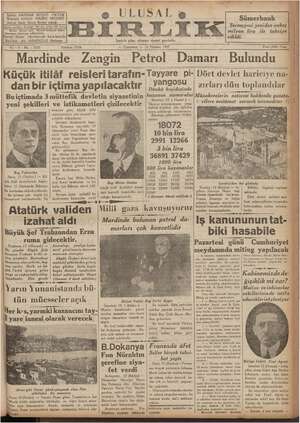 Ulusal Birlik (İzmir) Gazetesi 12 Haziran 1937 kapağı