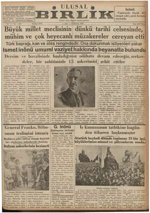 Ulusal Birlik (İzmir) Gazetesi 15 Haziran 1937 kapağı