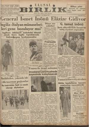 Ulusal Birlik (İzmir) Gazetesi 16 Haziran 1937 kapağı