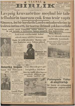 Ulusal Birlik (İzmir) Gazetesi 23 Haziran 1937 kapağı