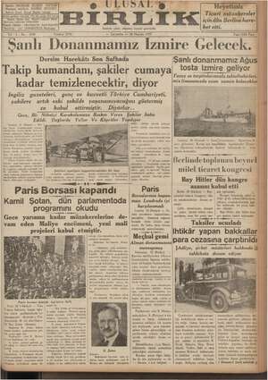 Ulusal Birlik (İzmir) Gazetesi 30 Haziran 1937 kapağı