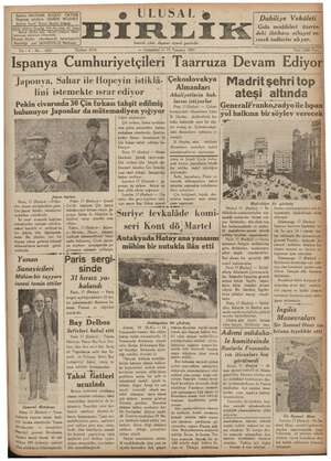 Ulusal Birlik (İzmir) Gazetesi 17 Temmuz 1937 kapağı
