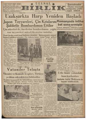 Ulusal Birlik (İzmir) Gazetesi 27 Temmuz 1937 kapağı