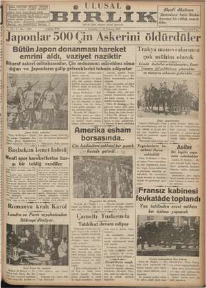 Ulusal Birlik (İzmir) Gazetesi 28 Temmuz 1937 kapağı