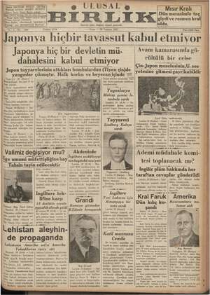 Ulusal Birlik (İzmir) Gazetesi 30 Temmuz 1937 kapağı