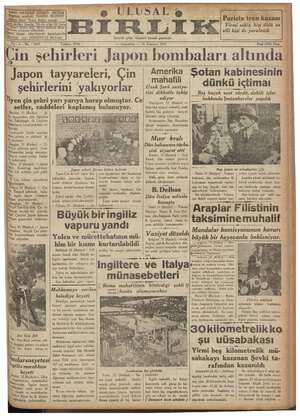 Ulusal Birlik (İzmir) Gazetesi 31 Temmuz 1937 kapağı