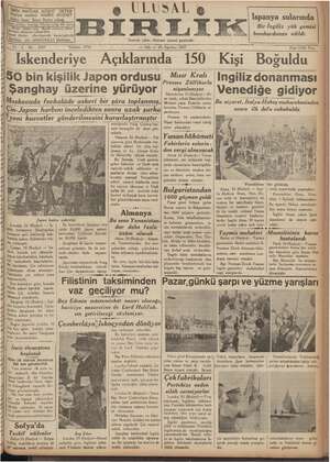 Ulusal Birlik (İzmir) Gazetesi 24 Ağustos 1937 kapağı