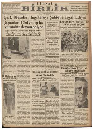 Ulusal Birlik (İzmir) Gazetesi 27 Ağustos 1937 kapağı