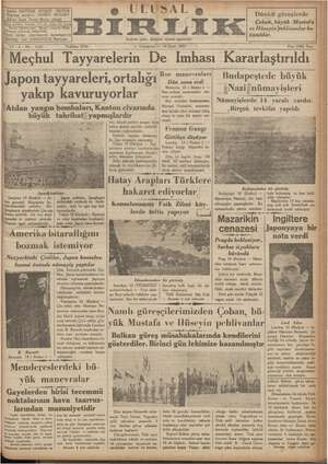 Ulusal Birlik (İzmir) Gazetesi 18 Eylül 1937 kapağı