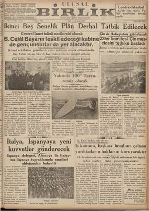Ulusal Birlik (İzmir) Gazetesi 28 Eylül 1937 kapağı