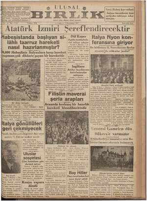 Ulusal Birlik (İzmir) Gazetesi 1 Ekim 1937 kapağı