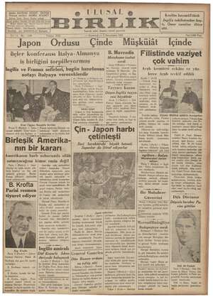 Ulusal Birlik (İzmir) Gazetesi 2 Ekim 1937 kapağı