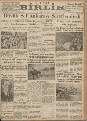 Ulusal Birlik (İzmir) Gazetesi 5 Ekim 1937 kapağı