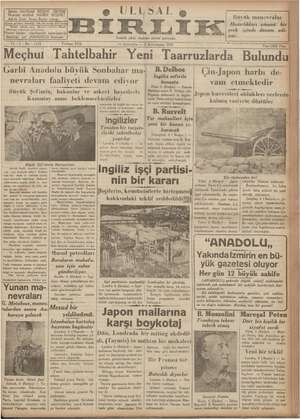 Ulusal Birlik (İzmir) Gazetesi 6 Ekim 1937 kapağı