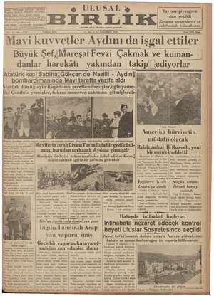 Ulusal Birlik (İzmir) Gazetesi 12 Ekim 1937 kapağı