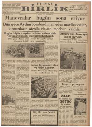 Ulusal Birlik (İzmir) Gazetesi 13 Ekim 1937 kapağı