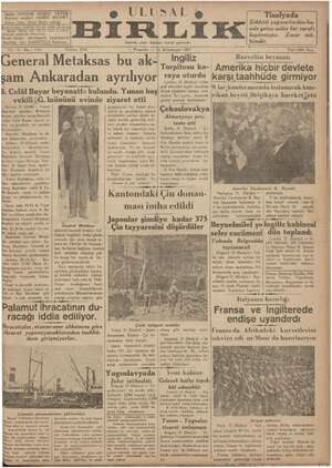 Ulusal Birlik (İzmir) Gazetesi 21 Ekim 1937 kapağı