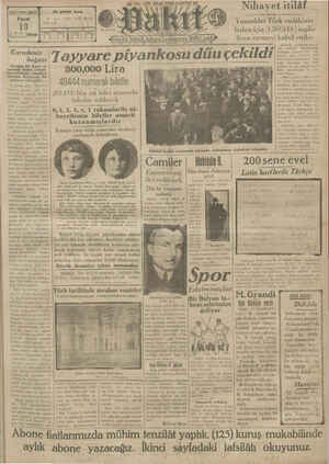 Vakit Gazetesi 13 Ocak 1929 kapağı