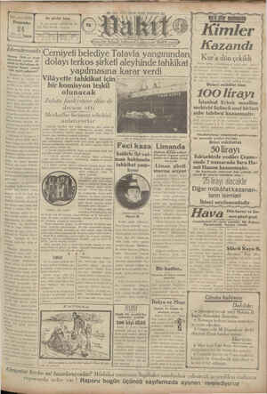 Vakit Gazetesi 24 Ocak 1929 kapağı