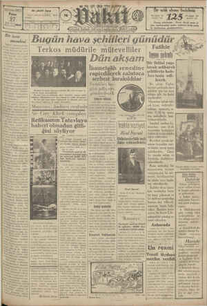 Vakit Gazetesi 27 Ocak 1929 kapağı