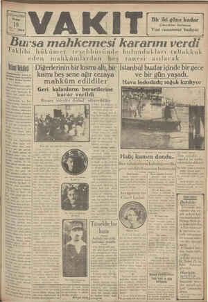 Vakit Gazetesi 10 Şubat 1929 kapağı