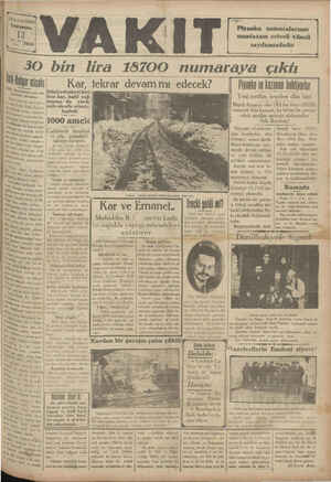 Vakit Gazetesi 13 Şubat 1929 kapağı