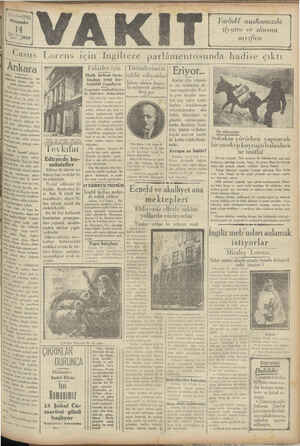 Vakit Gazetesi 14 Şubat 1929 kapağı