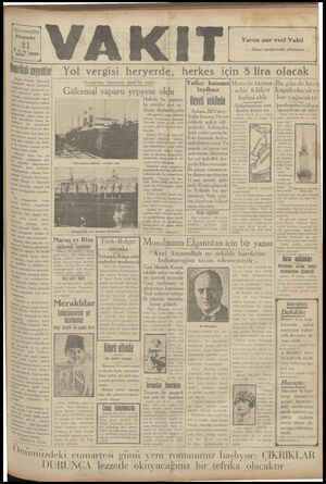 Vakit Gazetesi 21 Şubat 1929 kapağı