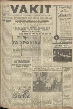 Vakit Gazetesi 1 Mart 1929 kapağı