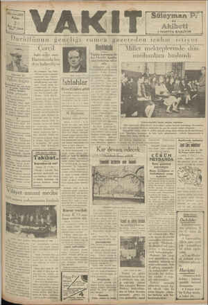Vakit Gazetesi 3 Mart 1929 kapağı