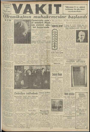 Vakit Gazetesi 6 Mart 1929 kapağı