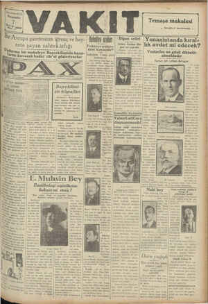 Vakit Gazetesi 7 Mart 1929 kapağı