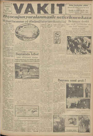 Vakit Gazetesi 16 Mart 1929 kapağı
