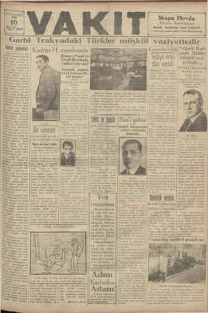 Vakit Gazetesi 19 Mart 1929 kapağı
