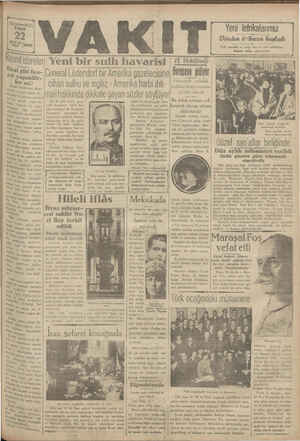 Vakit Gazetesi 22 Mart 1929 kapağı