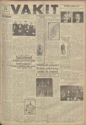 Vakit Gazetesi 24 Mart 1929 kapağı
