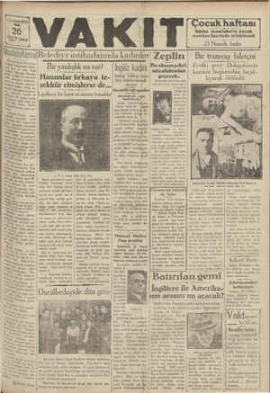 Vakit Gazetesi 26 Mart 1929 kapağı