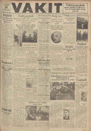 Vakit Gazetesi 28 Mart 1929 kapağı