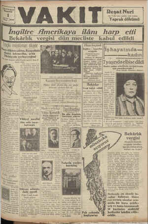 Vakit Gazetesi 1 Nisan 1929 kapağı