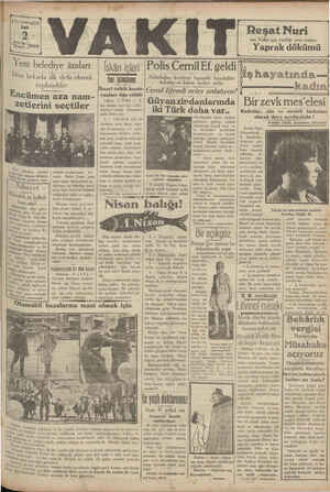 Vakit Gazetesi 2 Nisan 1929 kapağı