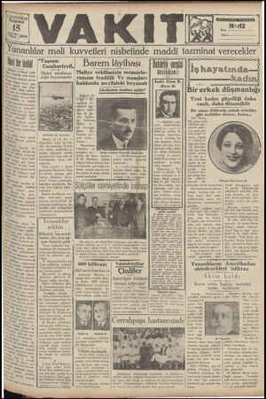 Vakit Gazetesi 15 Nisan 1929 kapağı